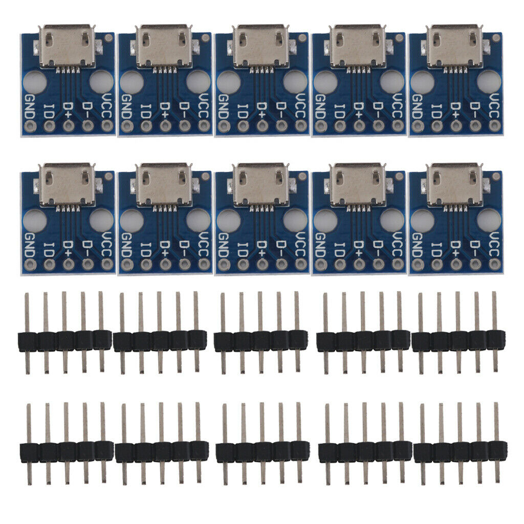 10 Pack 5 Pins B Type Female MICRO USB to 2.54mm DIP Pin Pitch Converter