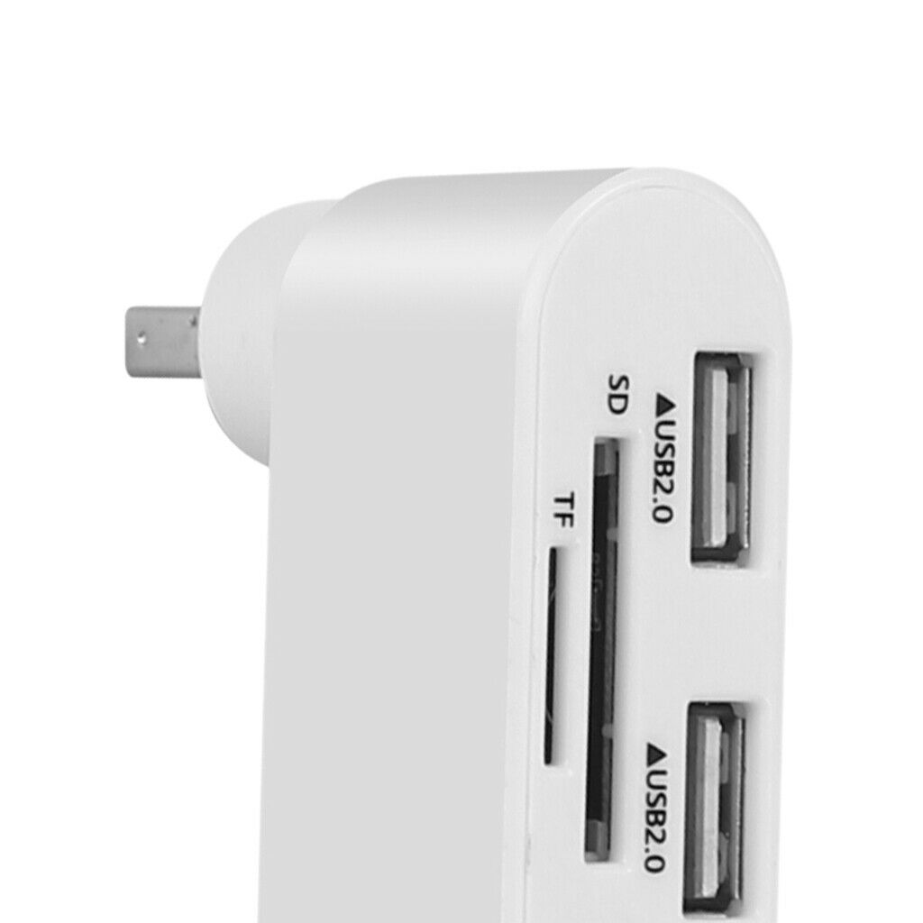 2 Port USB 2.0 Rotate 360 Splitter Adapter Hub For PC Notebook Laptop White