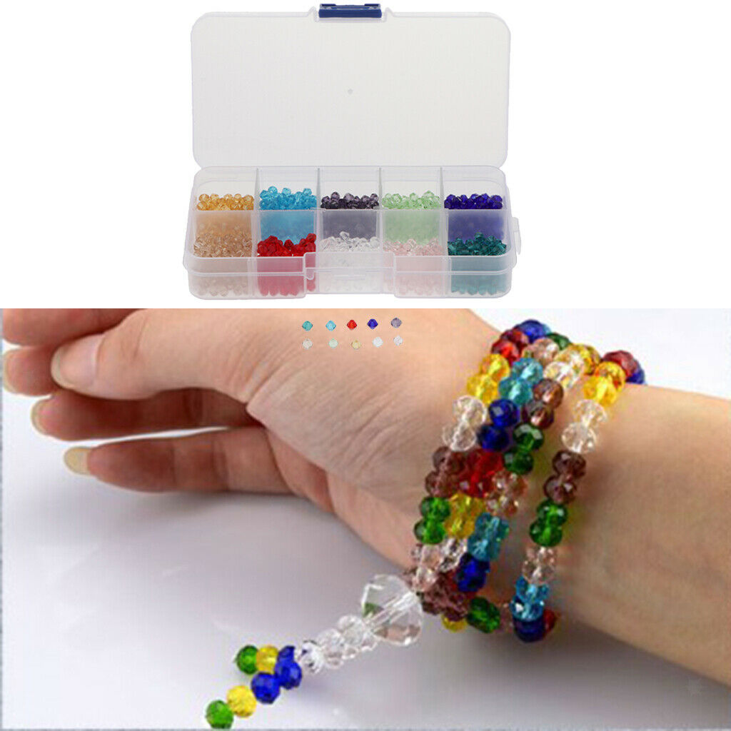 Clear Glass Beads Craft Loose Beads Charms with Box for DIY Spacer Beads