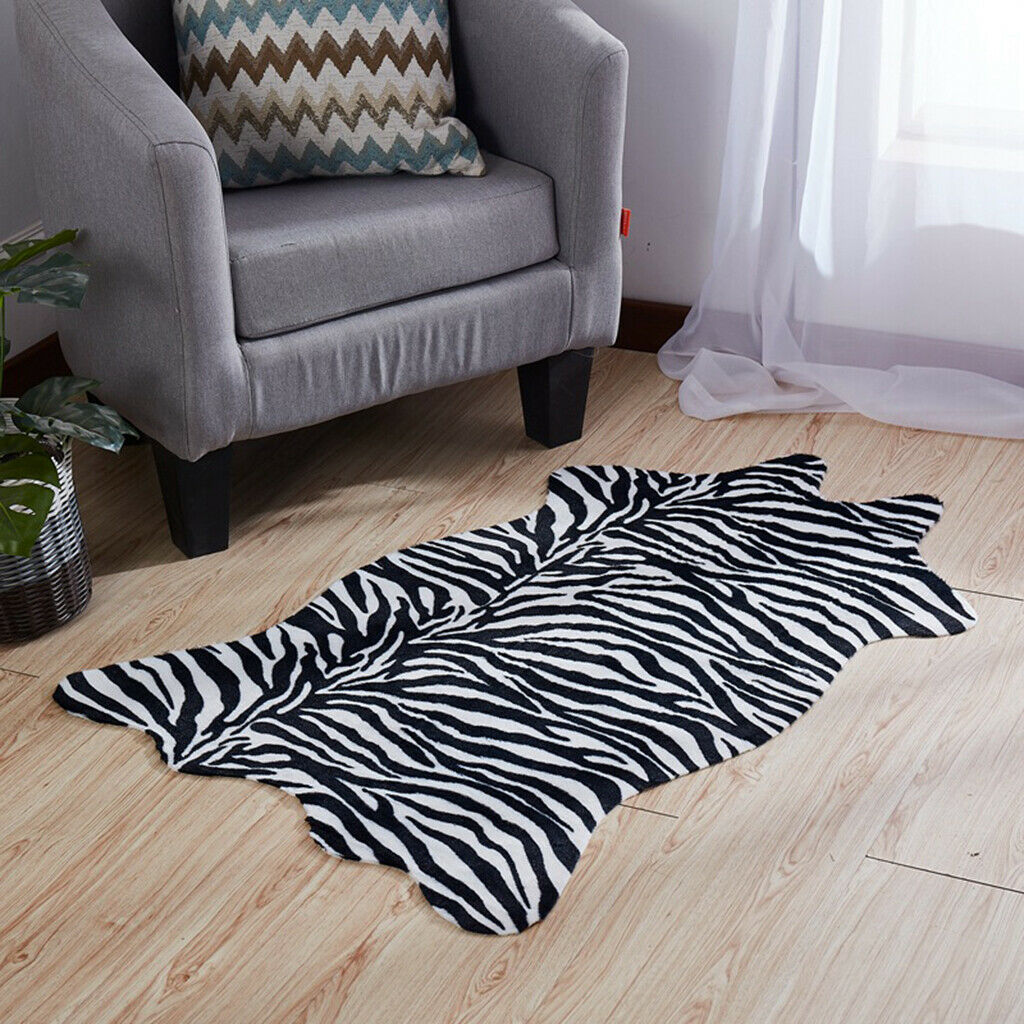 Soft Faux Animal Skin Fur Rug Non-slip Mat Carpet Zebra