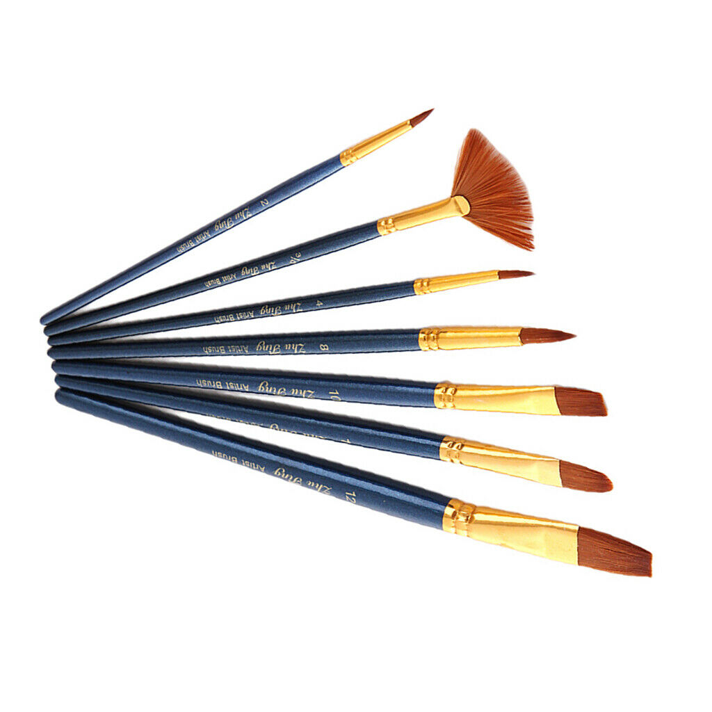 7 Fine Brush Set Artist Brushes Painting Brushes Flat Brushes Oil Painting
