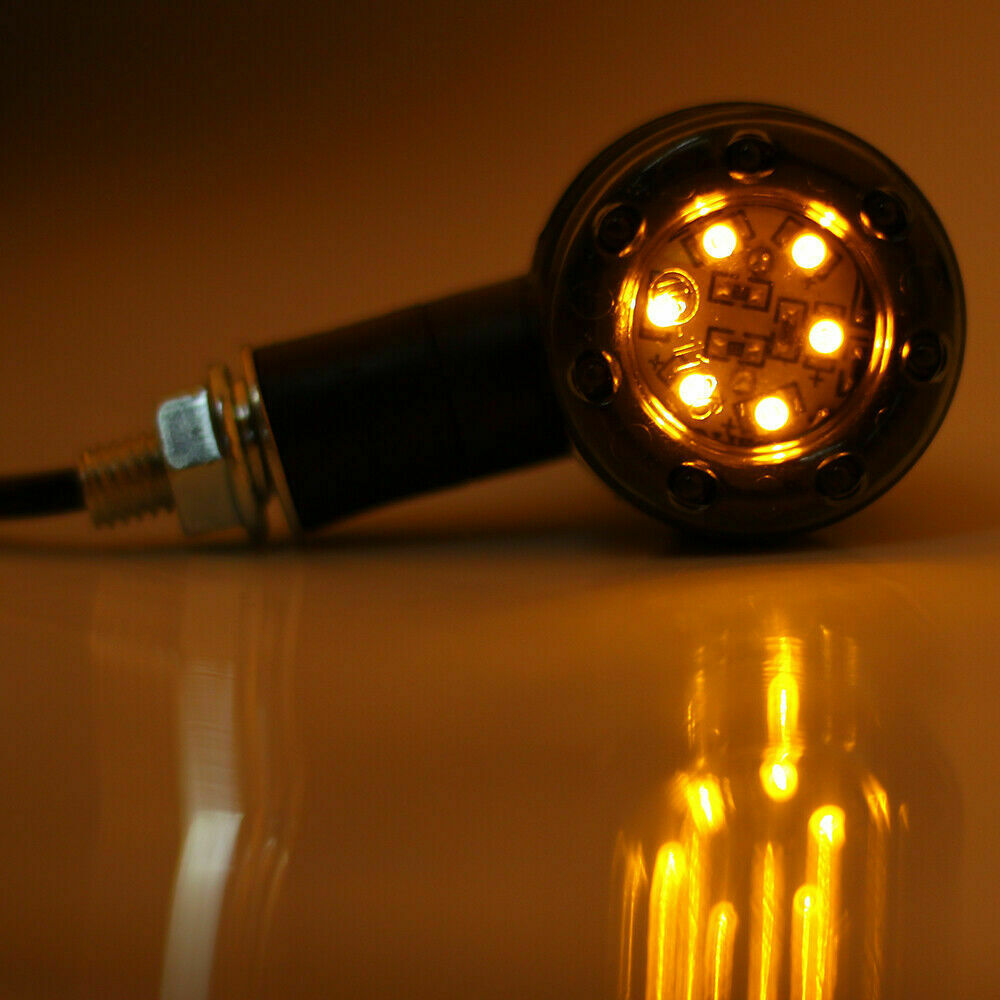4PCS LED 8mm Motorcycle Turn Signal Indicator Light Amber Blinker Universal Fit