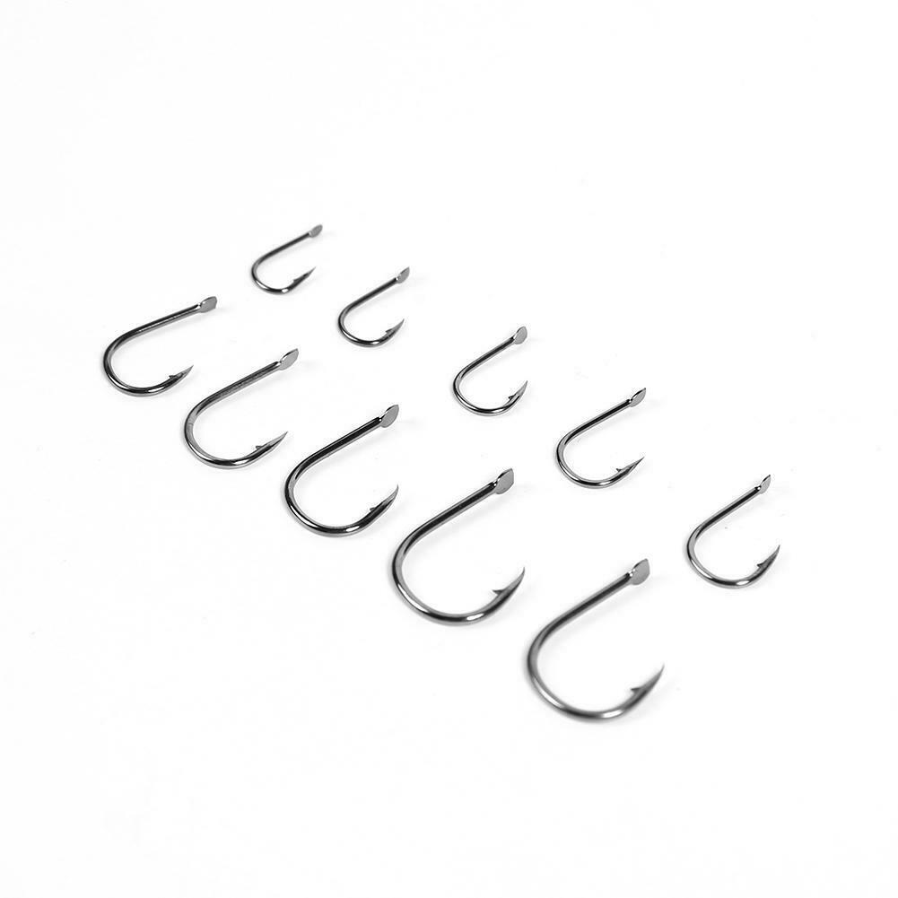 100pcs/box Steel Fishhooks Black Flattened Fishing Hooks Set with Barbed @