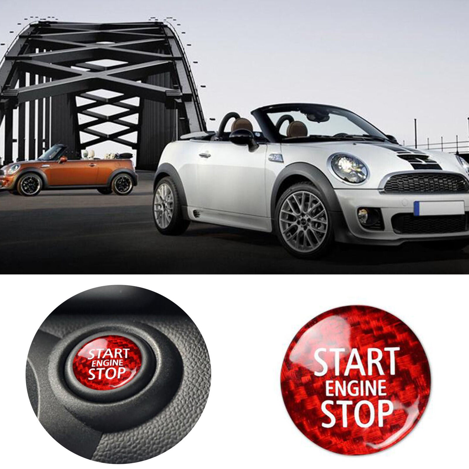 Carbon Fiber Keyless Engine Push Start Button For MINI Cooper R56 R57 R58 R59