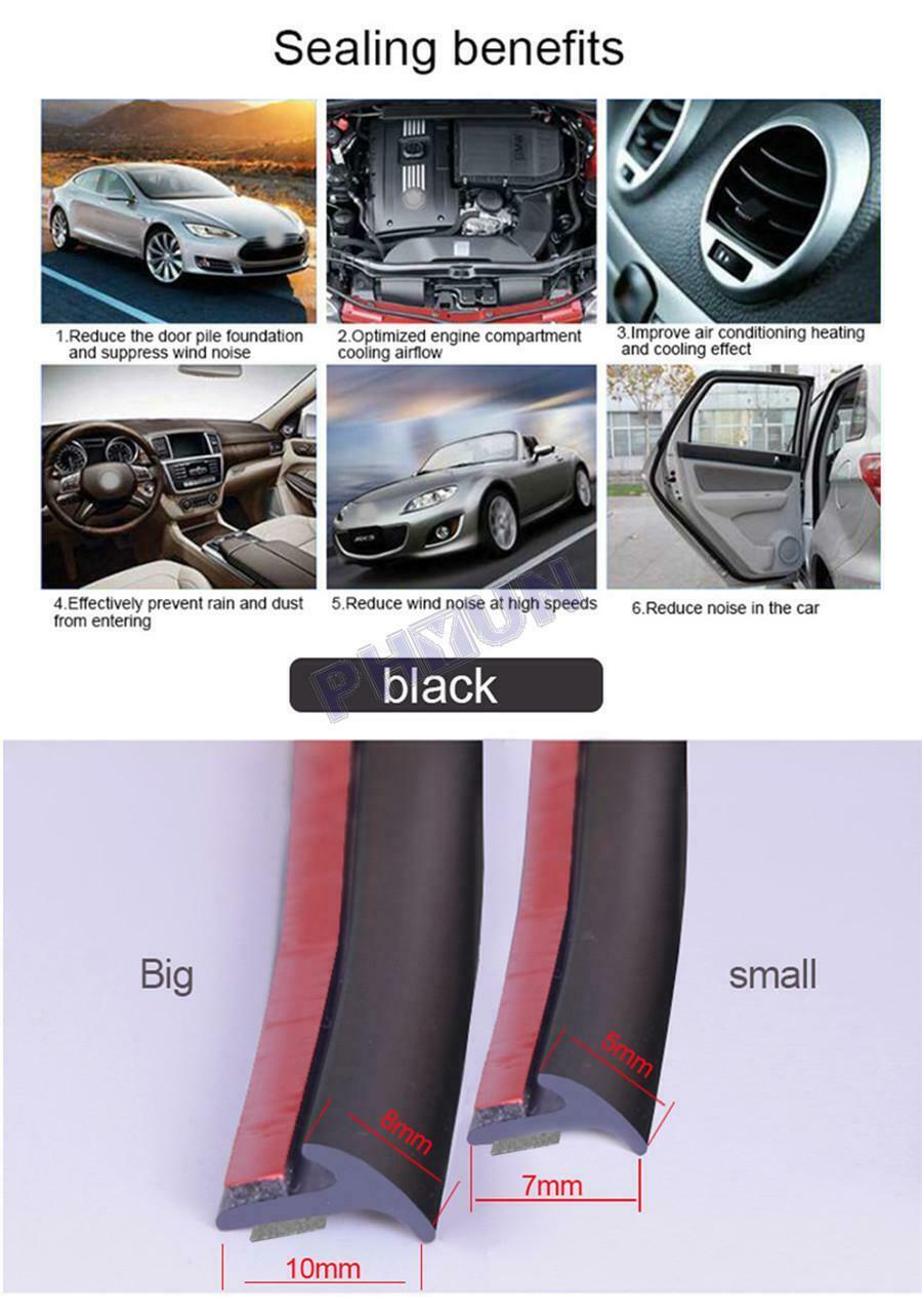 5M Car Rubber Sealing Strip T-Type Weatherstrip For Front Rear Bumper Side Skirt