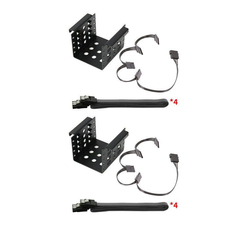 2x Metal 4-Bay 2.5" SSD HDD Hard Drive Caddy Bracket Rack Kit Spare Parts