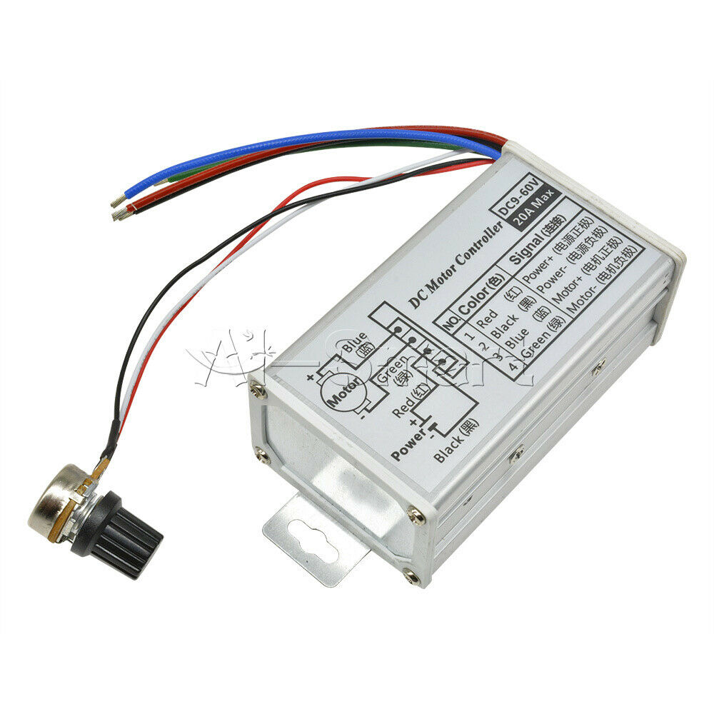 DC 9V 12V 24V 48V 60V 20A 25KHz Motor PWM Speed Controller Driver Regulator