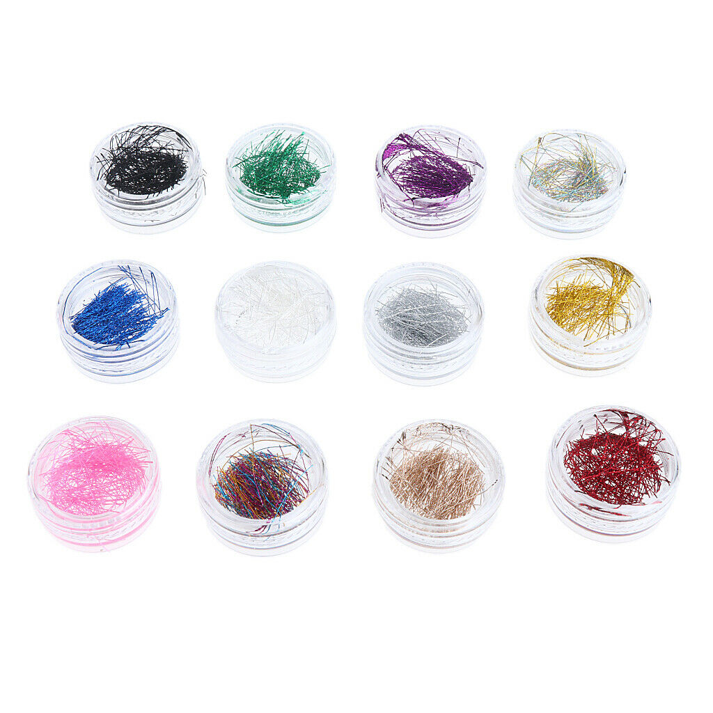 12 Boxes Nail Paillette Chip Foil Nail Glitter Nails Art Foil Slice Wire DIY