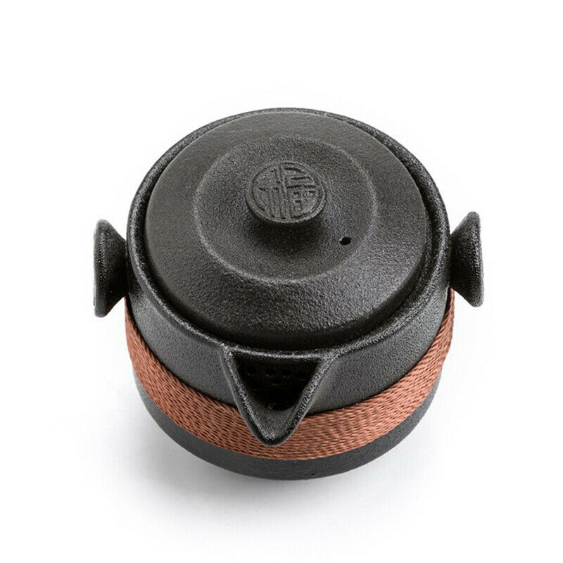 Black Ceramic Teapots With 2 Cups Portable Travel Office Tea set DrinkwaWF