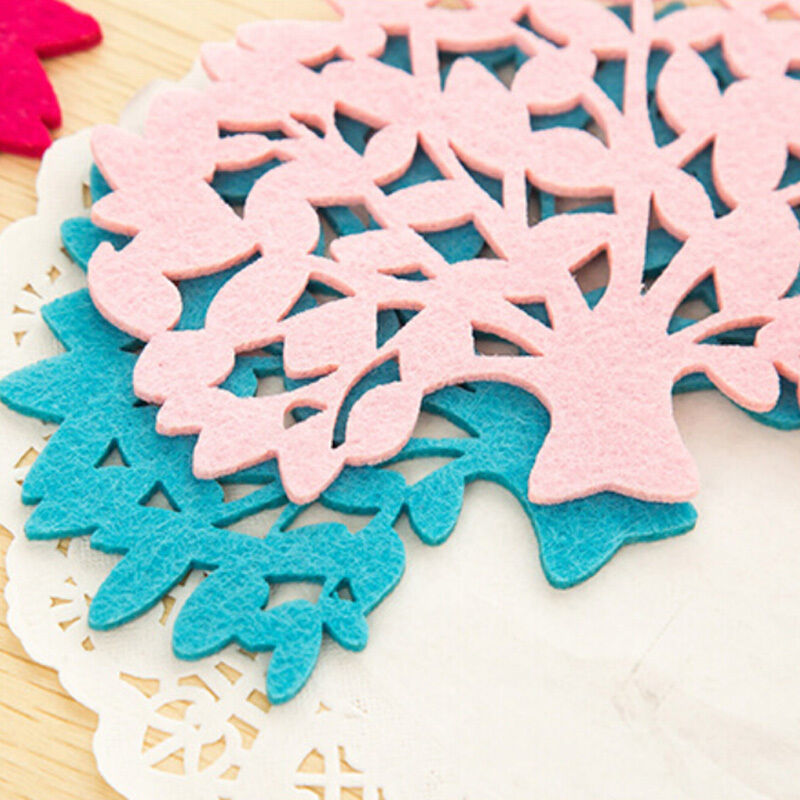Set of 5 Tree Shaped Felt Coasters Holder Mats Pad Bowl Mug Tea Cup Placem.l8