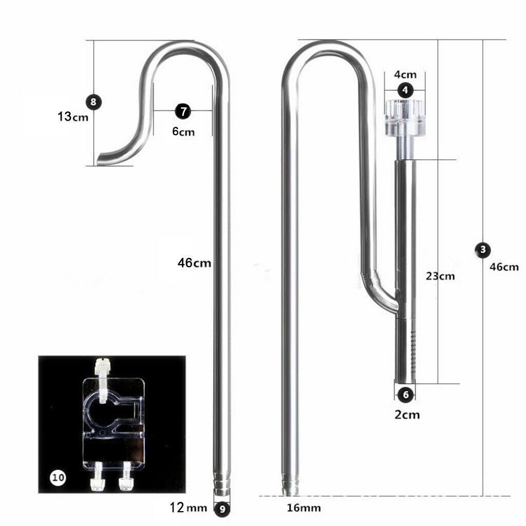 2pcs Aquarium Plant Tank Pipe Surface Oil Skimmer Inflow Outflow Tube Set