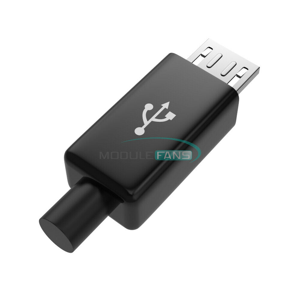 10PCS Micro USB Type B Male Plug Connector Kit with Plastic Cover for DIY MF