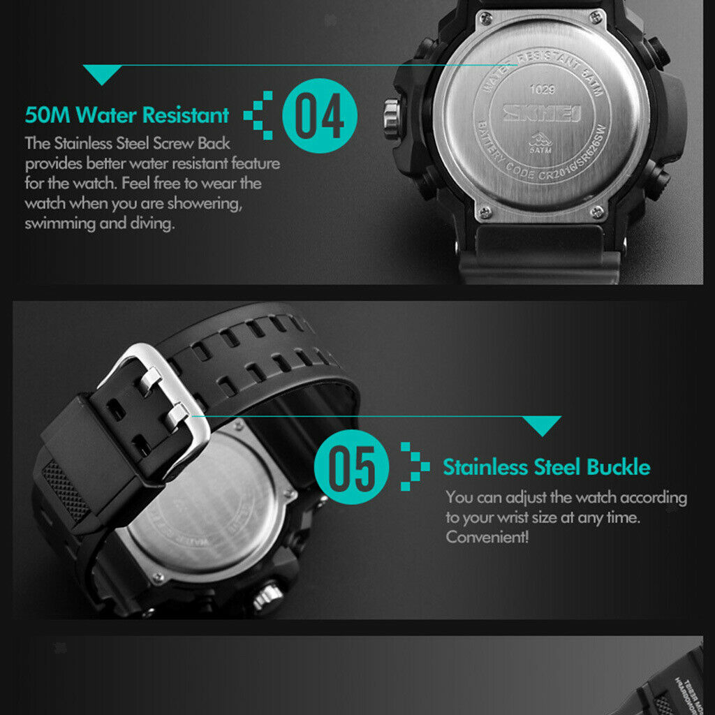 Mens Multi-Functional Sport Digital Watch 50m Water Resistant Blue