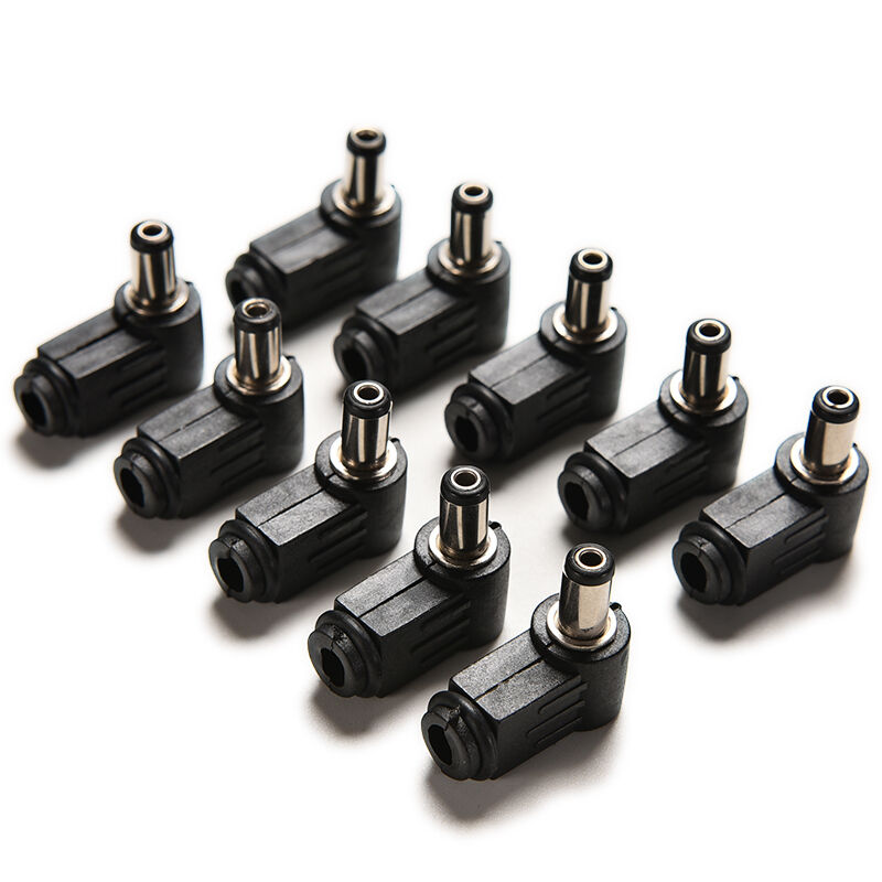 10x Right Angle 2.1x5.5mm 2.1mm DC Power Male Plug Soldering Connector Bla.l8