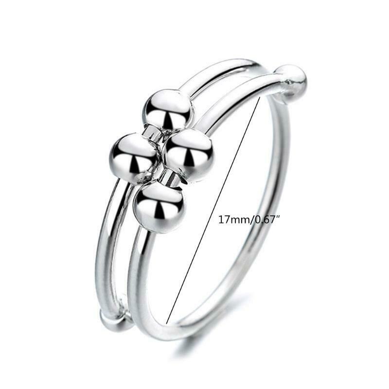 Women Rotatable Fidget Beads Rings Single Coil Beads Anti Stress Ring Jewelry