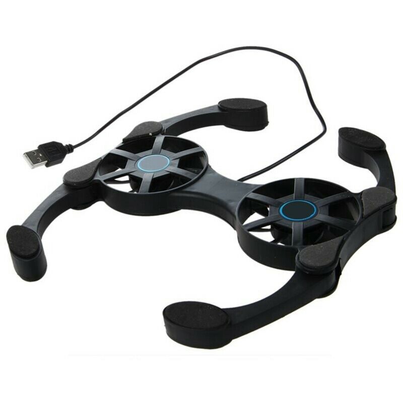USB 2.0 External Laptop Cooler Pad ebook Cooler 2 Fan Black O2B8B8