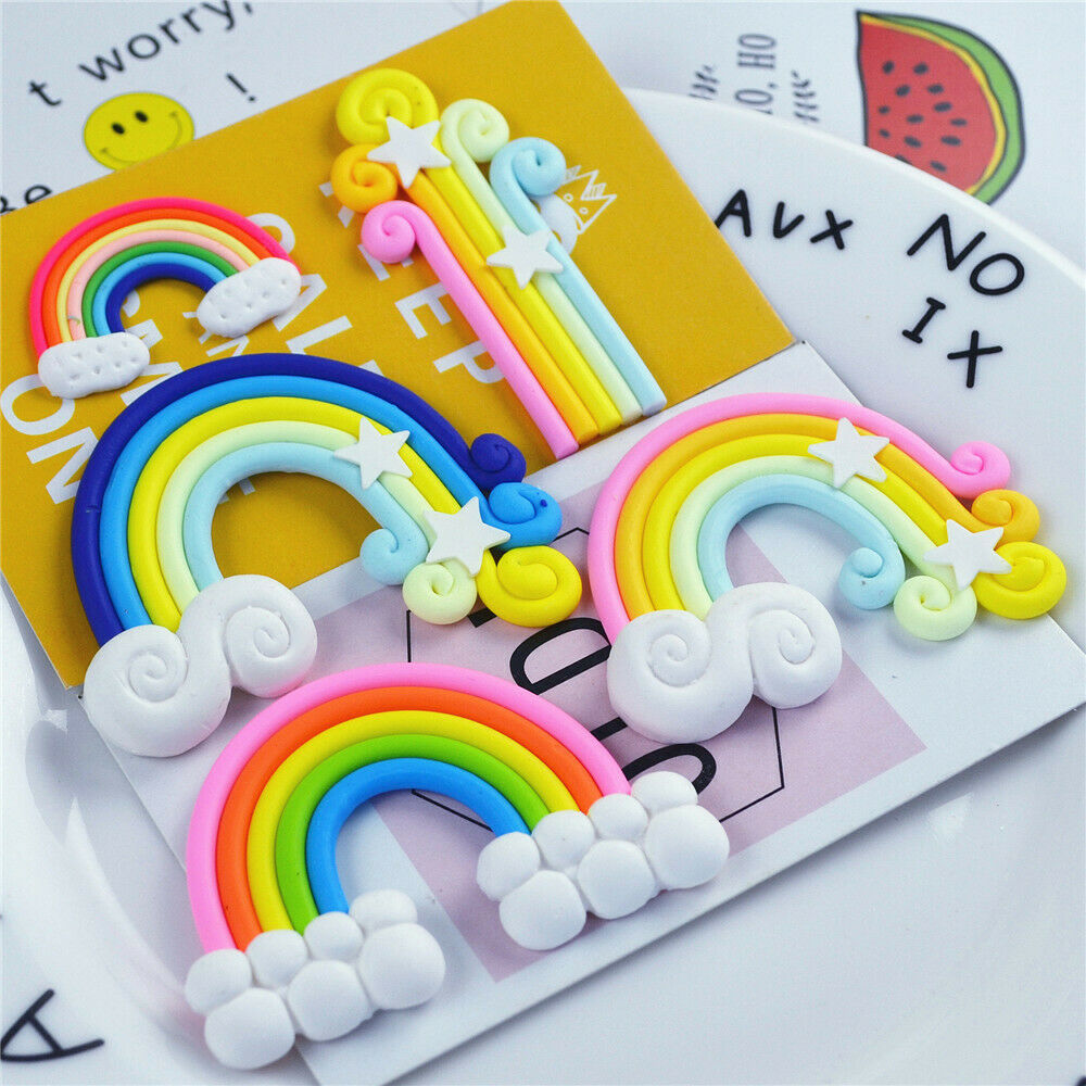 10 pcs Mix Polymer Clay Embellishments Rainbow For Crafting DIY Art Decors 4-5cm