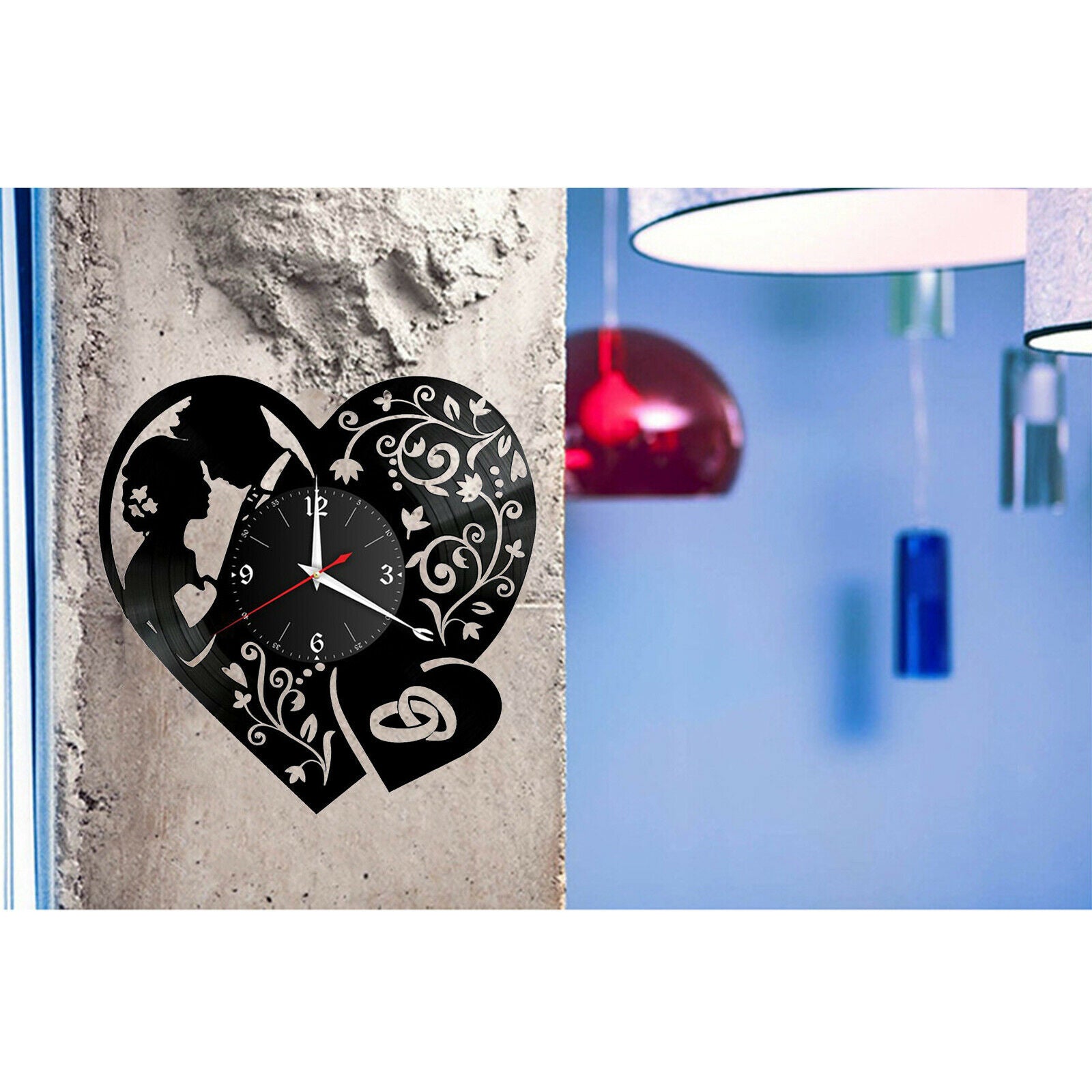 Vinyl Wall Clock Decoration Non Ticking for Kitchen Wedding Anniversary
