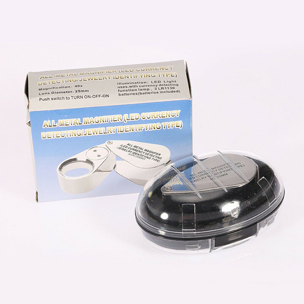 MagiDeal 40X Foldable  Folding Magnifier Illuminated Magnifying Glass Tool