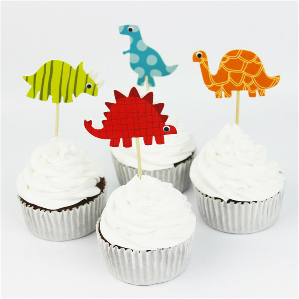 24pcs/set Dinosaur Toppers Picks Cupcake Topper Baby Shower Suppl.l8