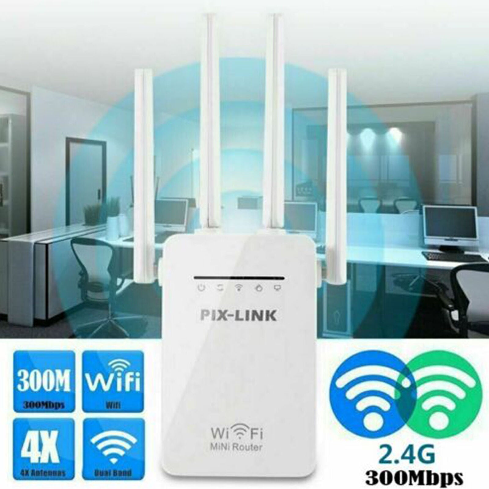 1200Mbps WiFi Range Extender Repeater Wireless Amplifier Router Signal Booster