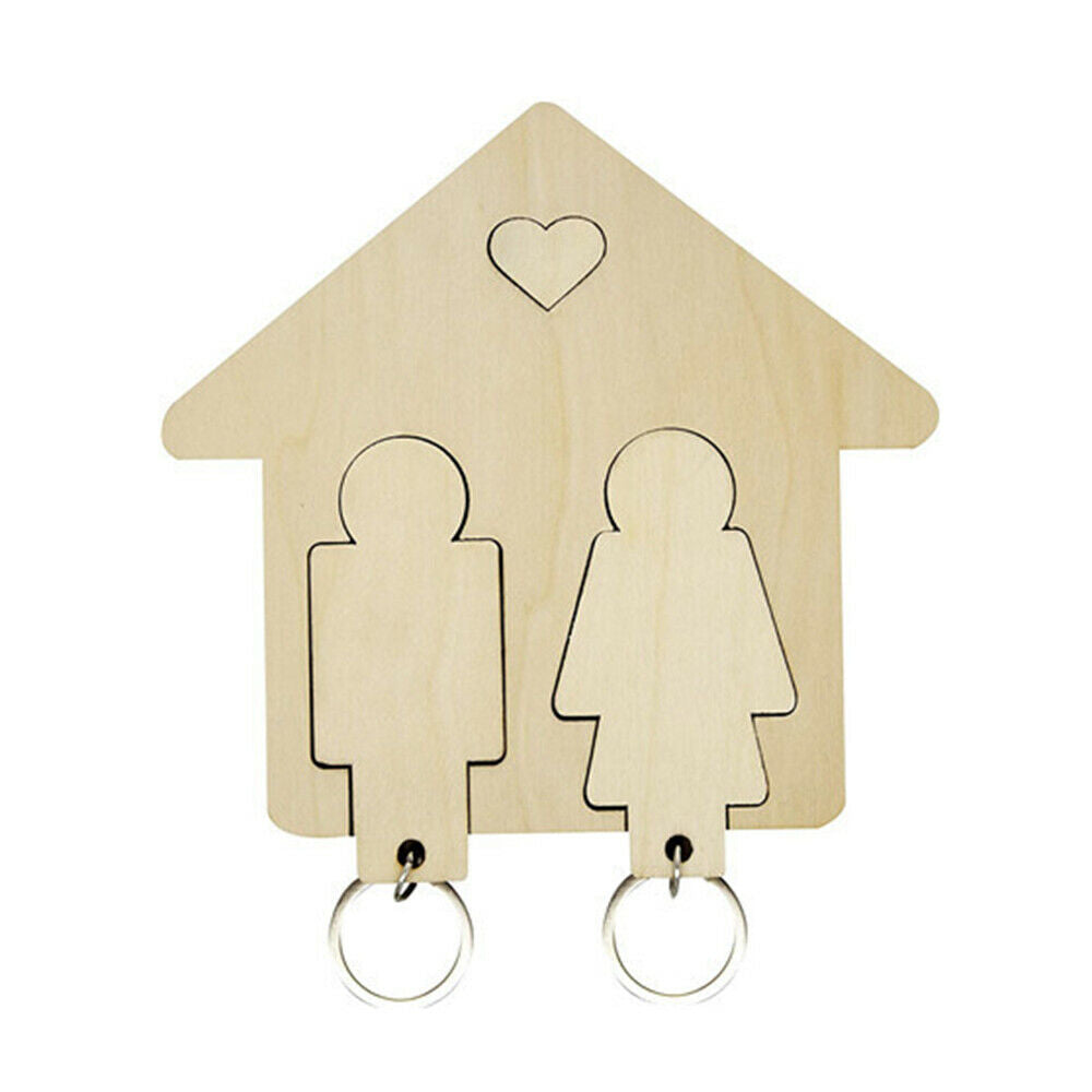 Couple Wooden Key Holder Handmade Wall Mounted Key Hanger With StrongSelf