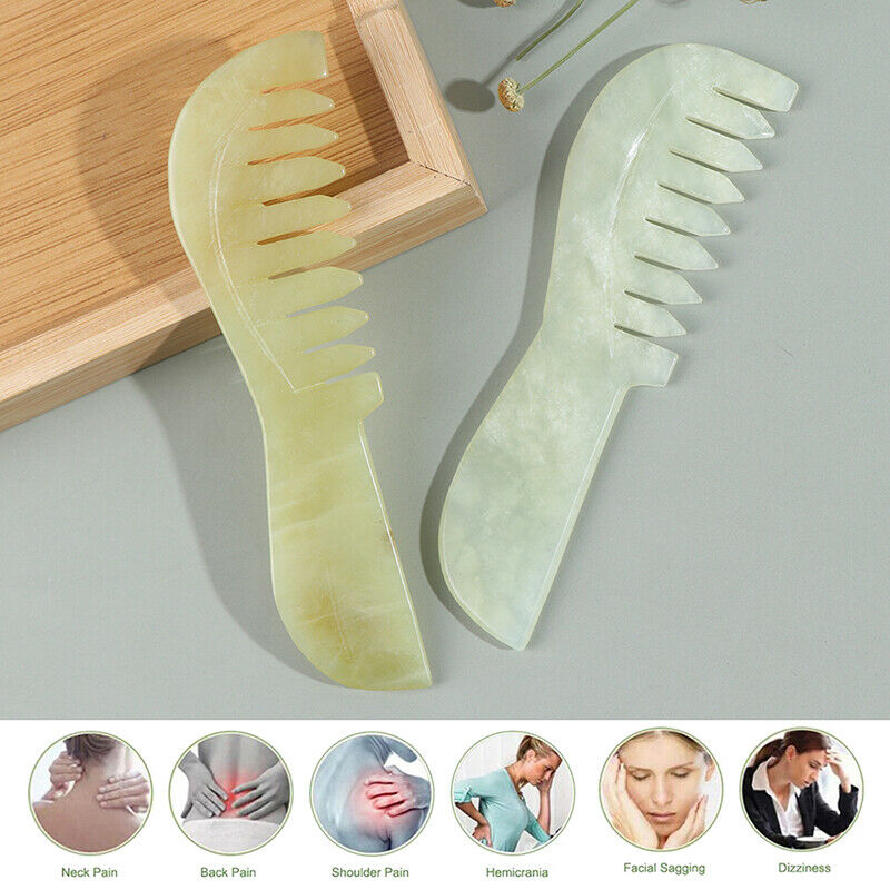 Natural Jade Stone Comb Gua Sha Tools Scraping Health Massage Comb Head M.l8