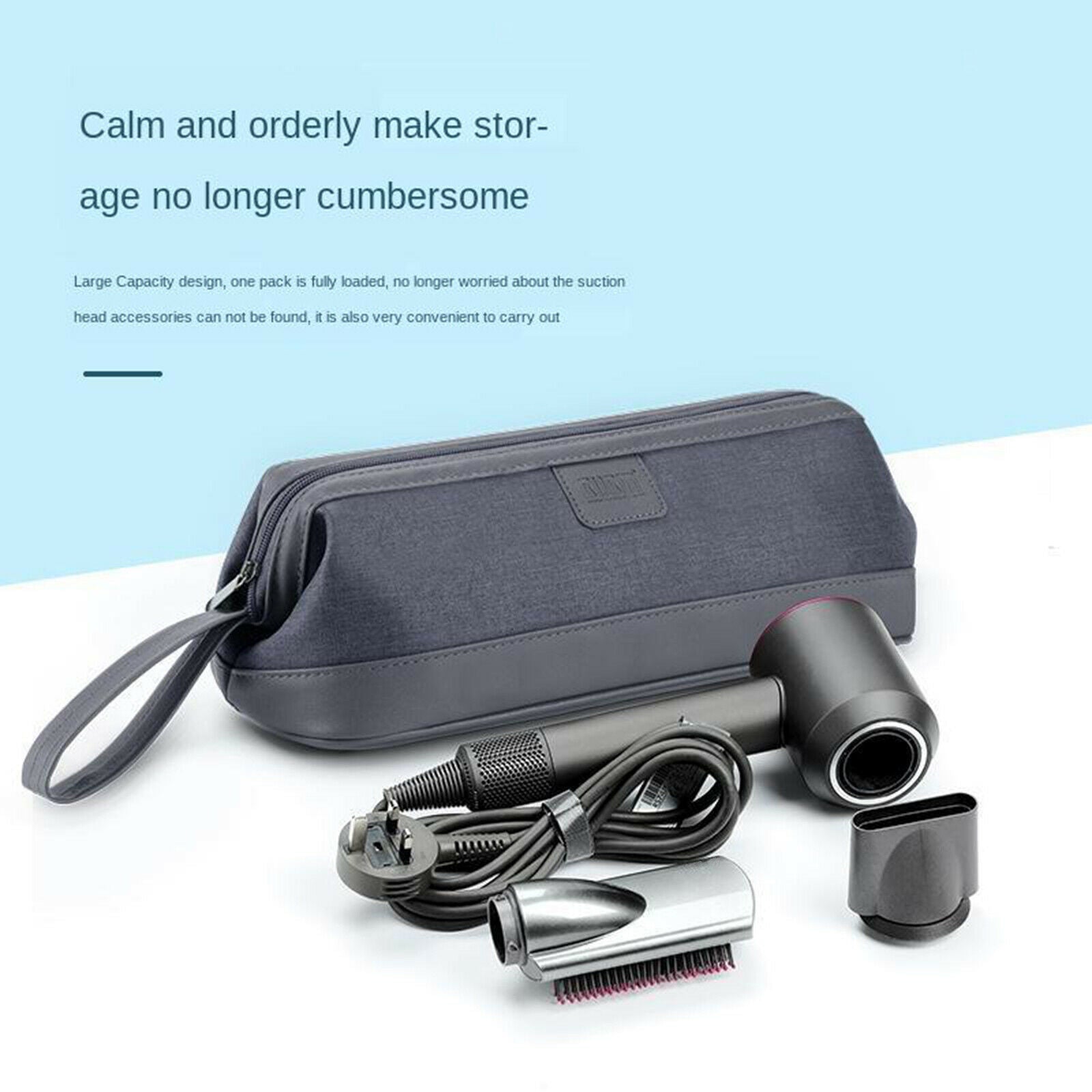 Dustproof Hair Dryer Storage Carrying Large Capacity for Dyson Black