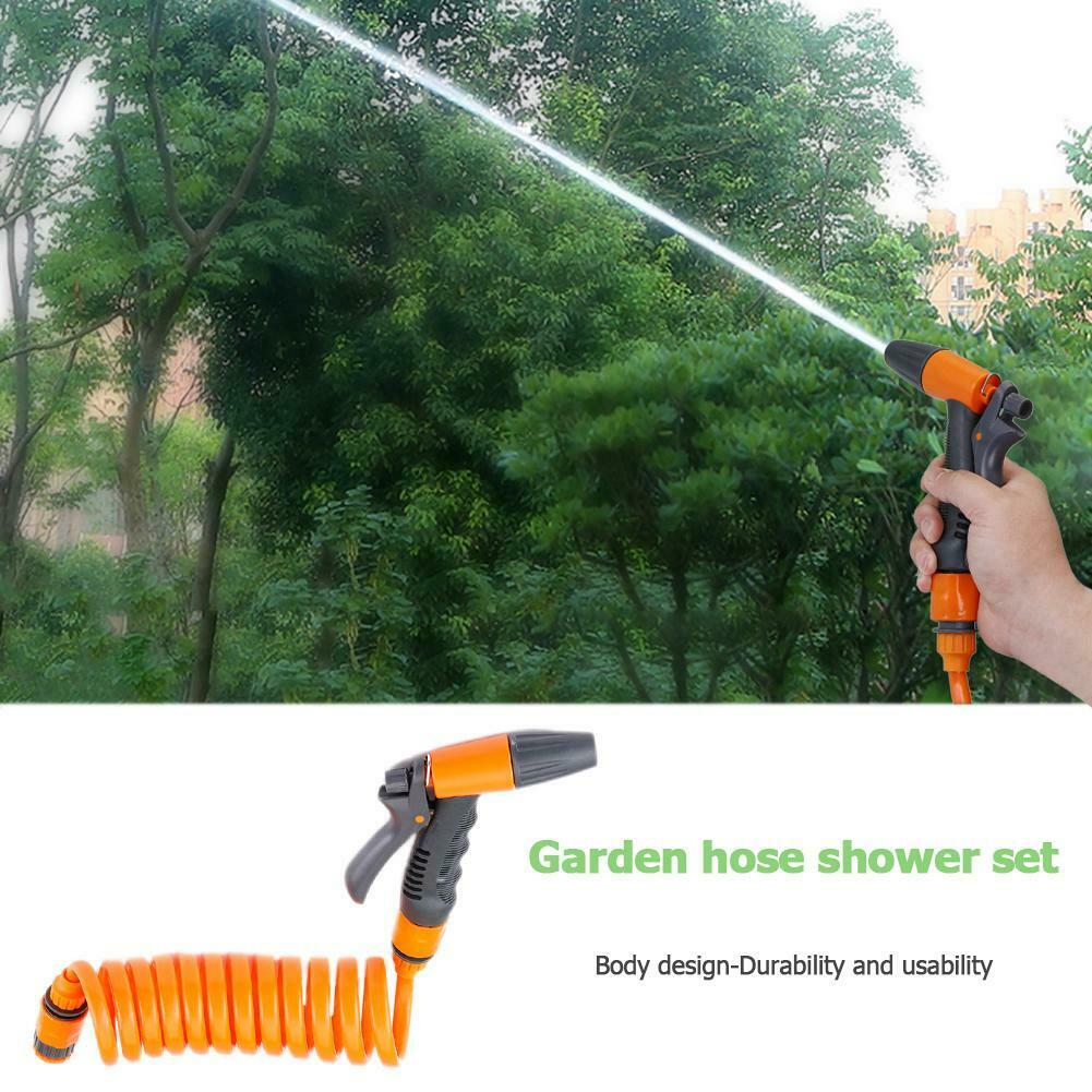 Garden Cleaning Water Gun with 2.5m Retractable Spring Hose Connector Set @