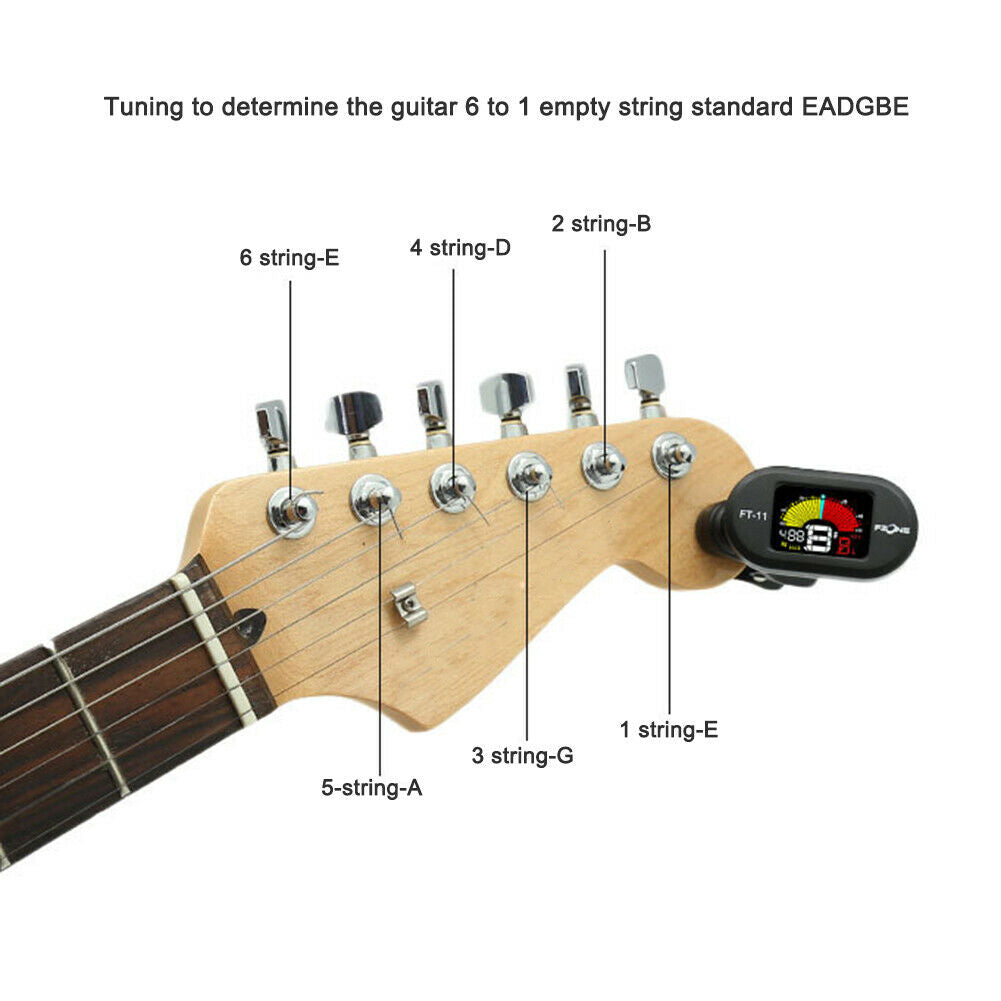 FT-11 Clip-on Tuner for Guitar Bass Violin Ukulele Guitar Tuning Instrument