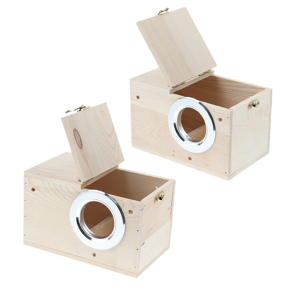 2pcs Wood Bird Box Nest New Breeding Parrot Cockatiels Swallows Nest Outdoor
