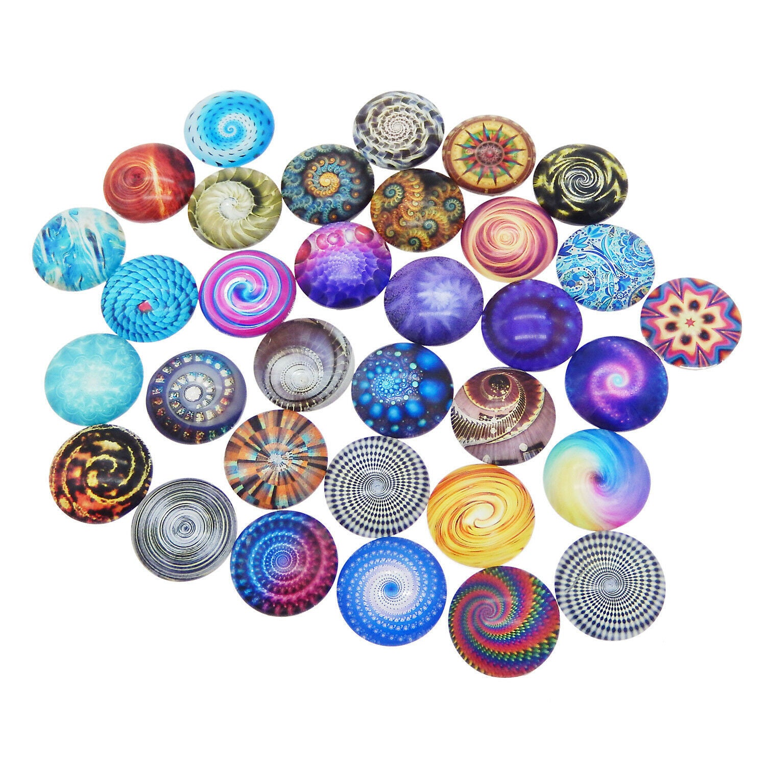 10 pcs Mix lot Bohemia Style Round 20mm Flower Pattern Glass Cabochons Flatbacks
