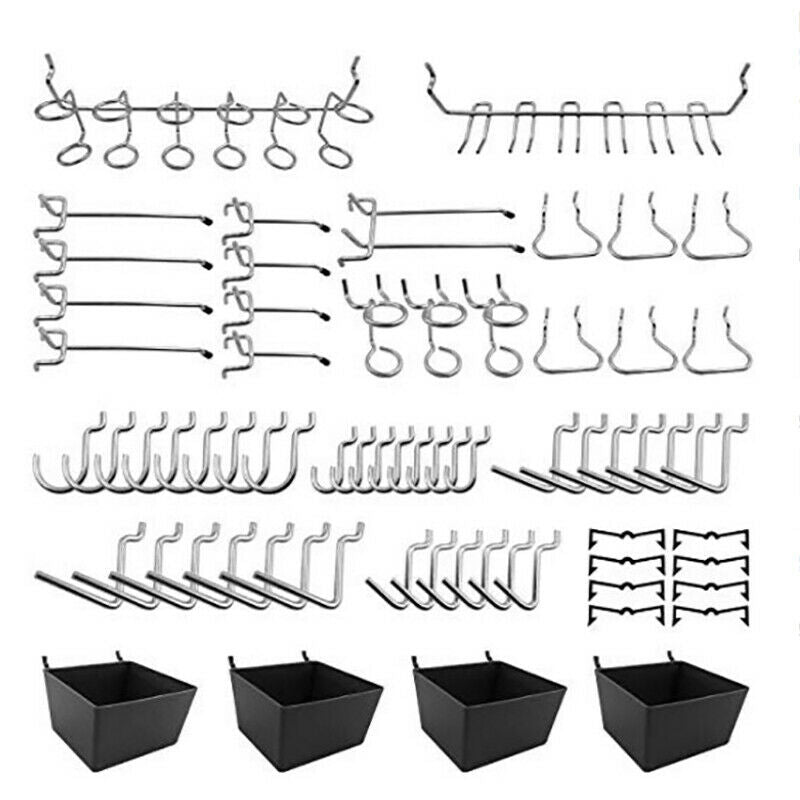 81Pcs Pegboard Hooks Assortment With Pegboard Bins Peg Locks Tools OrganizerBDA