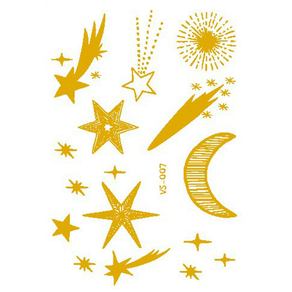10 Packs Golden Makeup Tattoo Water Stickers Decals Set for Arms Wrist Back