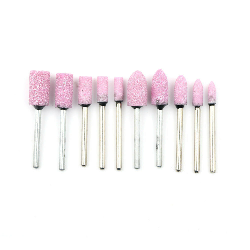 10PCS Pink Abrasive Mounted Stone Point Abrasive Grinding Wheels 1/8" Shank BiDD