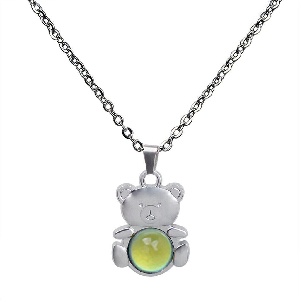 Charm Color-changing Mood Necklace Bear-shaped Pendant Women Banquet Jewelry