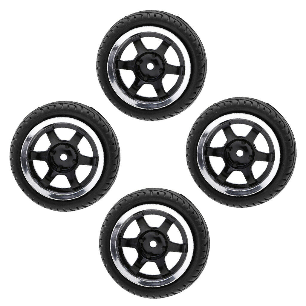 4 Pieces RC Flat Racing Tire Tire Rim for HSP HPI 1:10 on Road Cars 6017