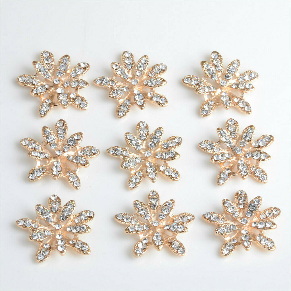 10pcs Metal Crystal Flower Buttons Jewelry Making Findings Accessories 25mm