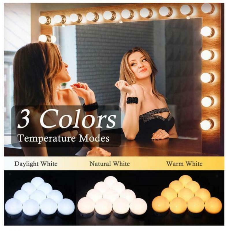 10 Pieces Vanity Lights Adjustable Makeup Mirror Bulbs Fixture Strip Kits