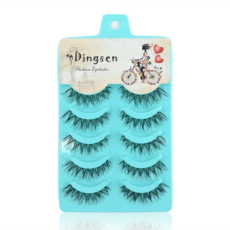 5PAIRS Sexy Natural Black Eye Lashes Handmade Messy Cross False Eyelashes Makeup