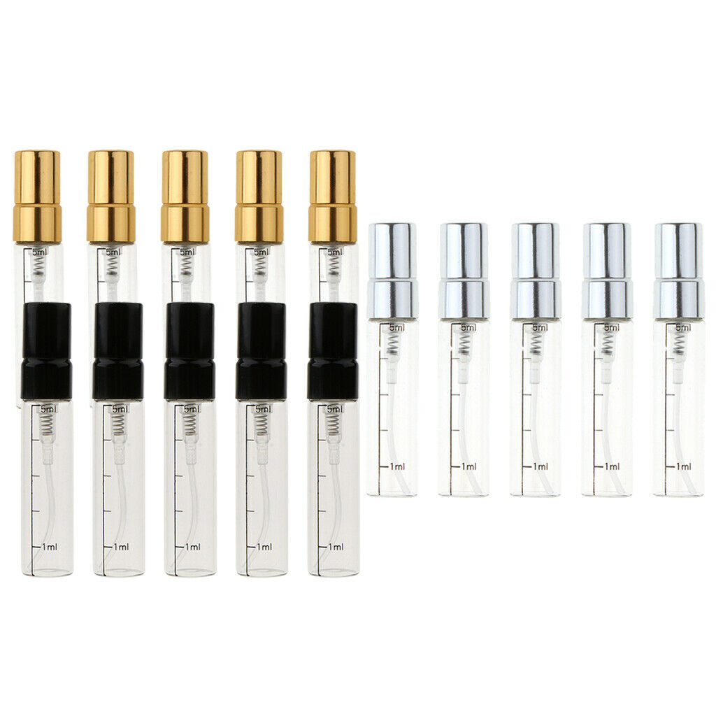 15Pcs/set Empty 5ml Refillable Perfume Bottles Pump Spray Tube Glass Vials