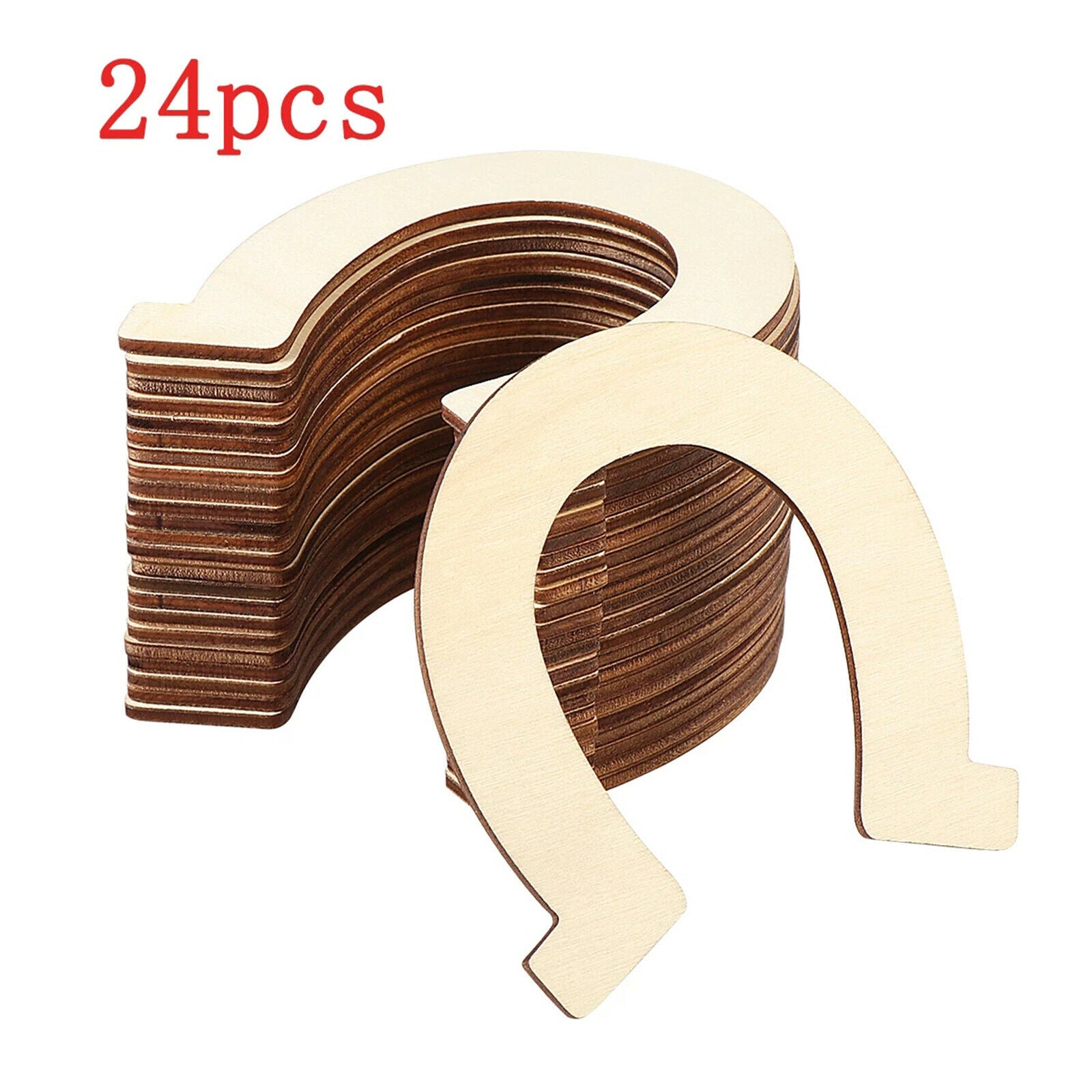 DIY Wooden Slices Crafts Horseshoes Shape Pieces Cowboy Hanging Decoration