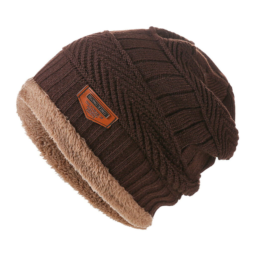 2 Pcs Winter Beanie Hat Soft Knit Hat Stretch Thick Fleece Lined for Outdoor