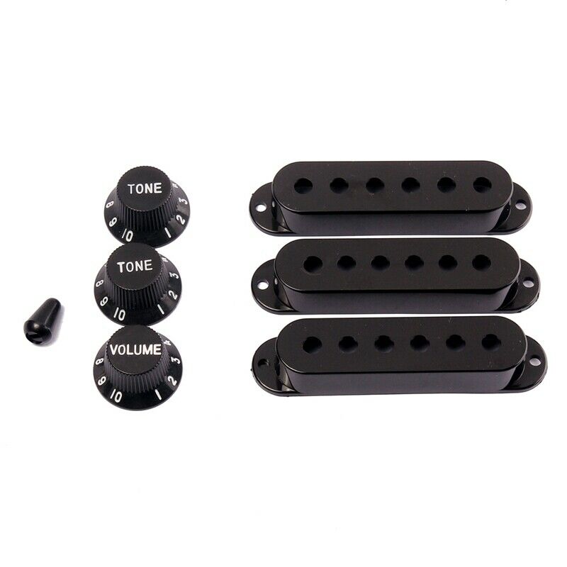 3Pcs Durable Guitar Pickup Cover Volume Tone Knobs Switch Tip Parts Set,Black A1