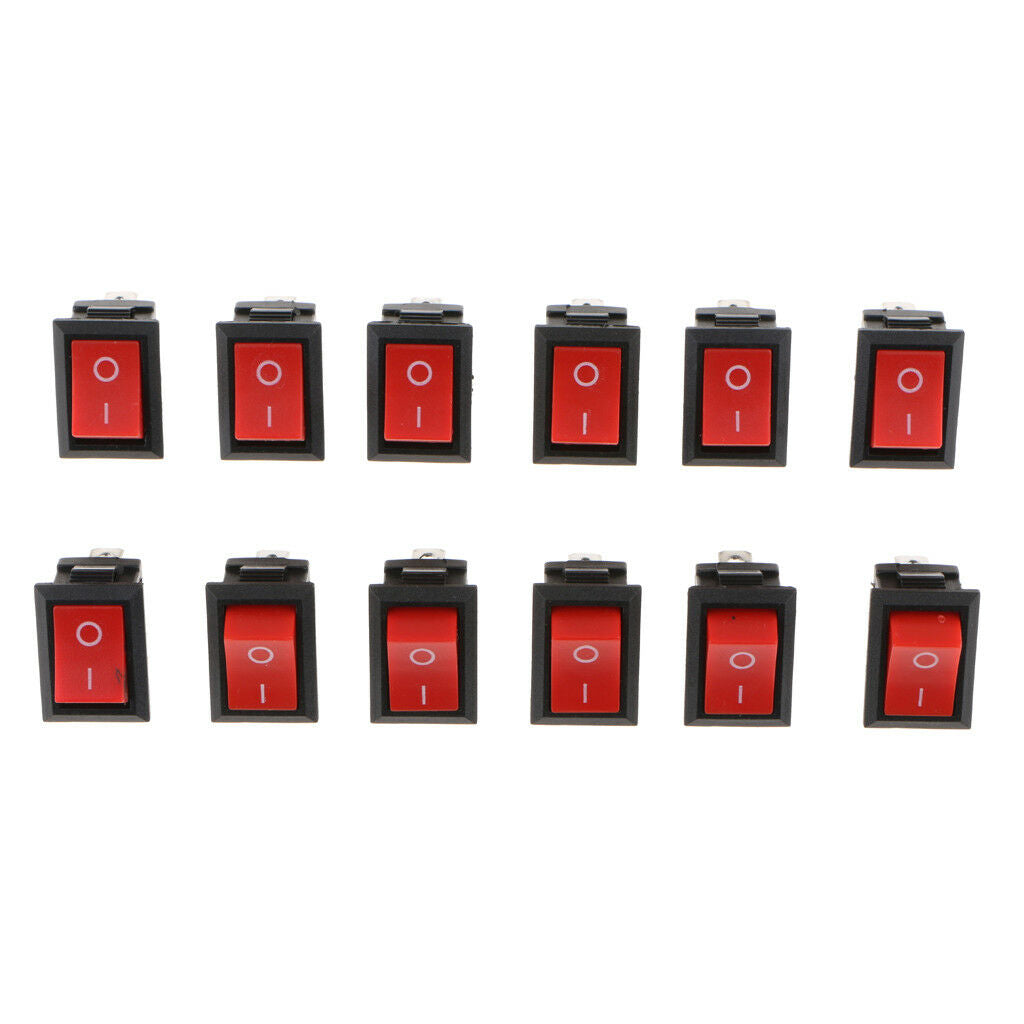 12 Pieces SPST 2PIN ON/OFF Boat Rocker Switch 6A/250V Car Dashboard Truck