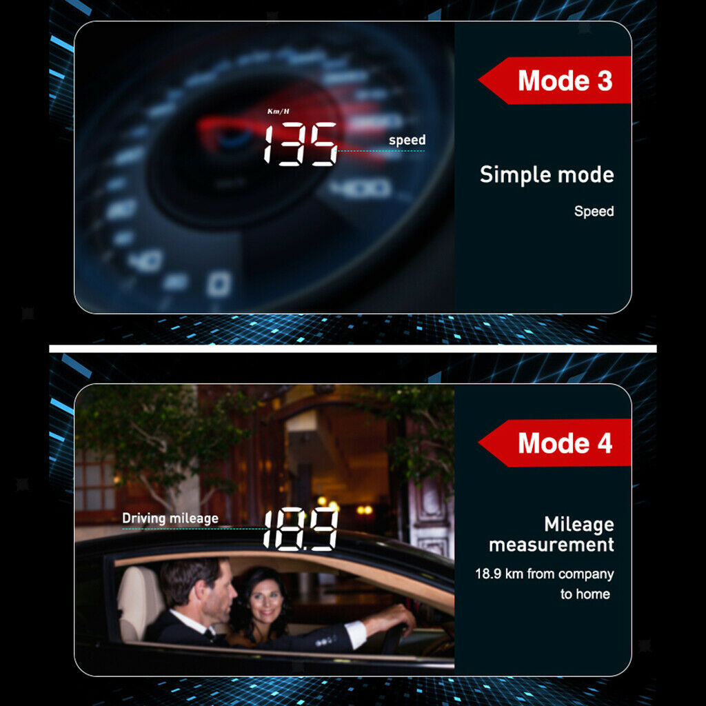 Auto Hud Head Up Display Speeding Warning Windshield Projector 3.5x2.1x1inch