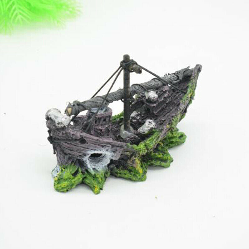 Aquarium Ornament Wreck Sunk Ship Sailing Boat Destroyer Fish Tank Cave De_AU