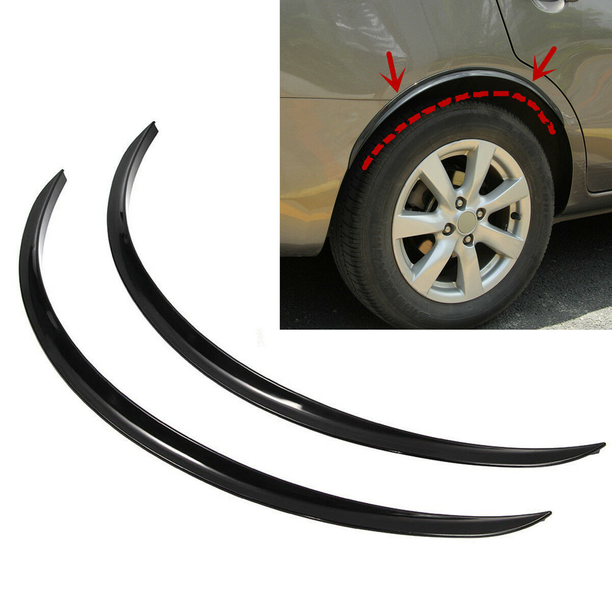 2x Car Wheel Arch Guard Trim Anti-rub Fender Flare Wheel Eyebrow Protector Strip
