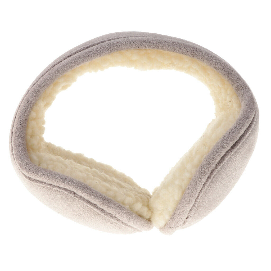 Unisex Plush Foldable Winter Muffs Warmers Headband Sherpa Ear Covers Light Gray