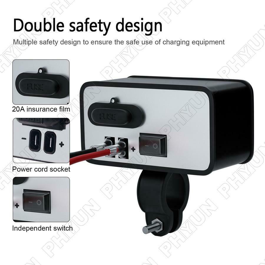 Motorcycle USB Phone Charger 12V PD Fast Charge Cigarette Lighter with Voltmeter